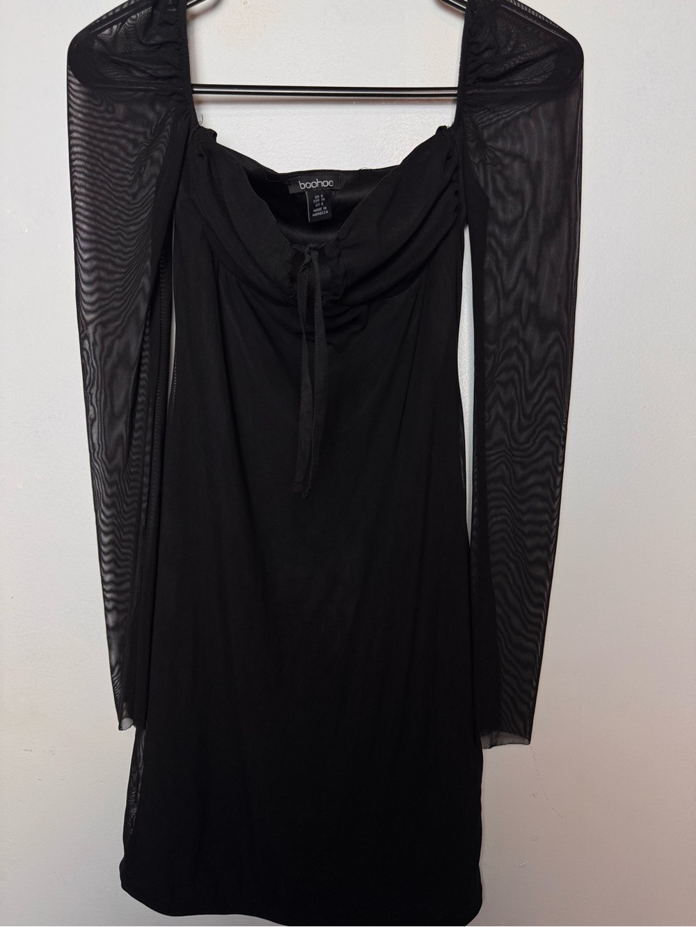 Boohoo black longsleeve mesh dress size-4